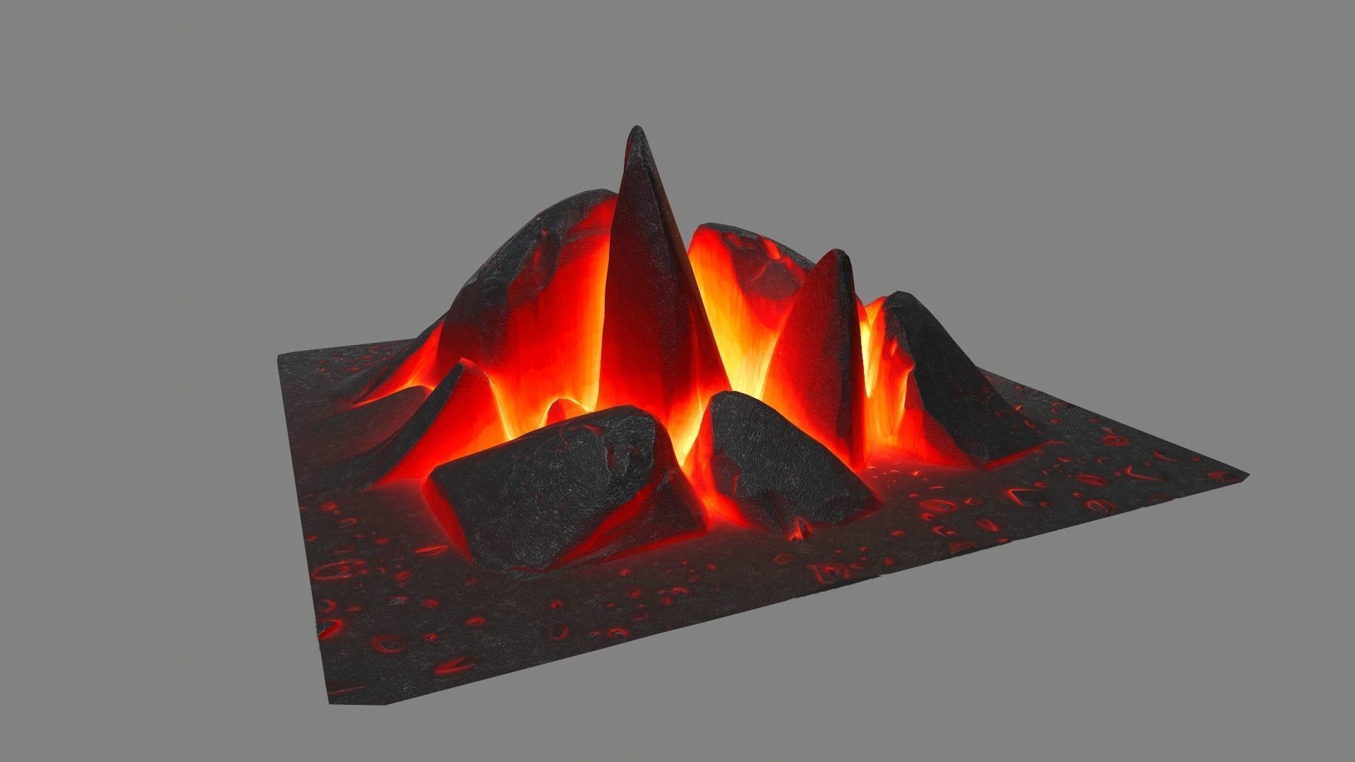 rocks fire burning in square Low-poly 3D model_6