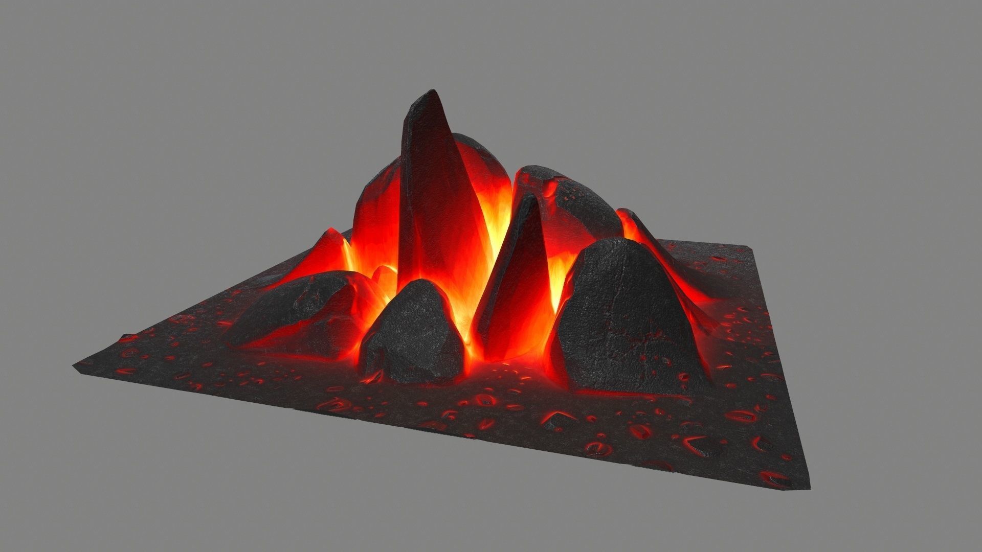 rocks fire burning in square Low-poly 3D model_5