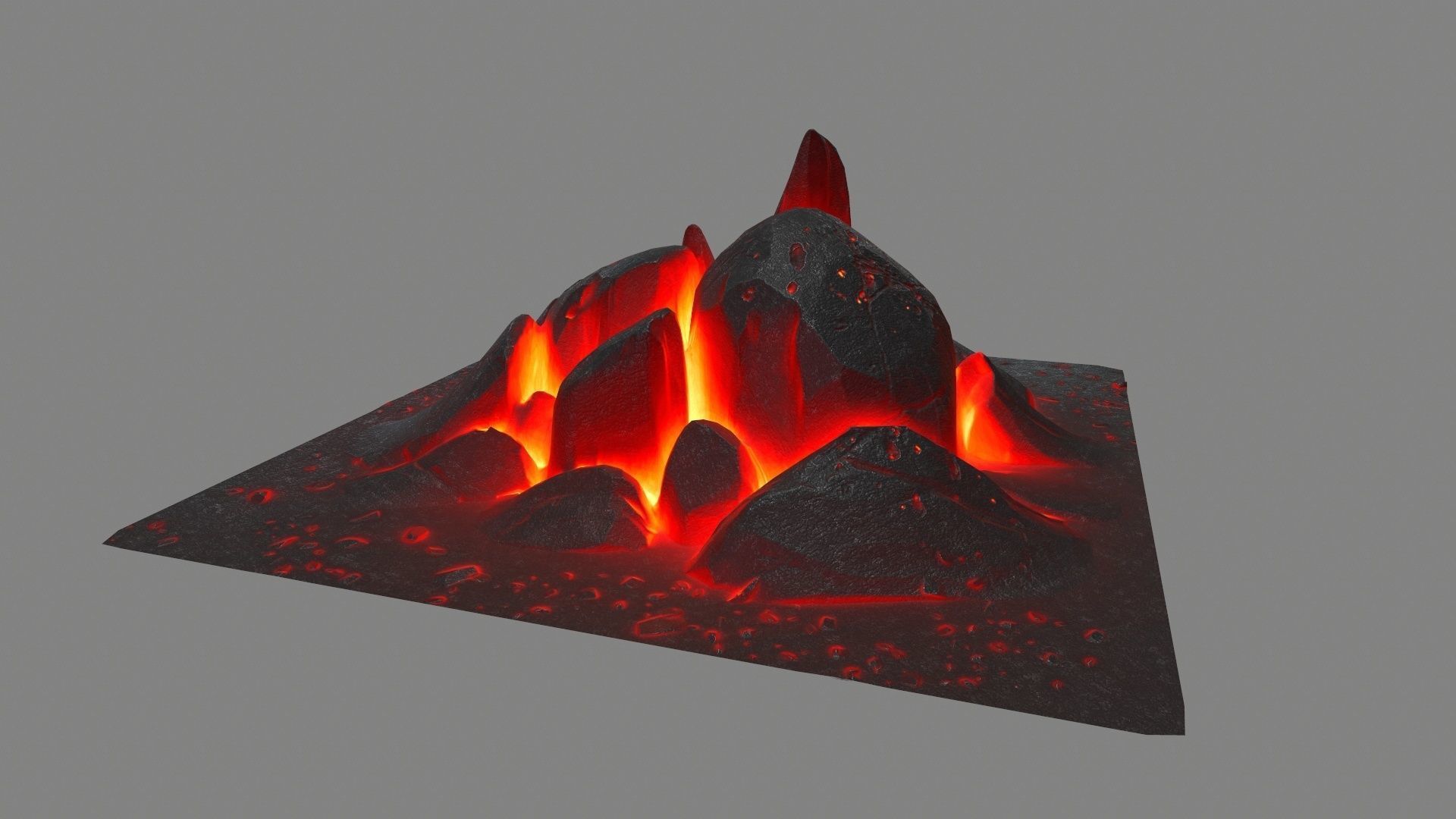 rocks fire burning in square Low-poly 3D model_9