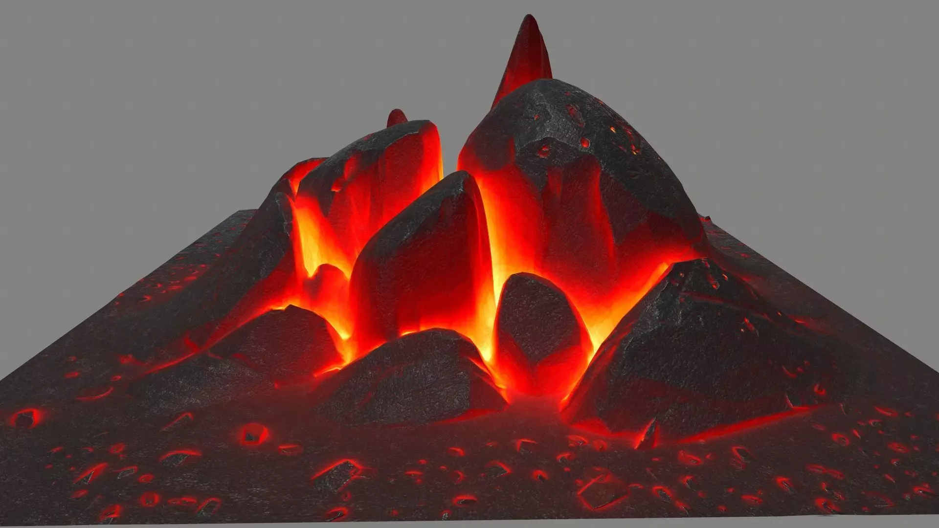 rocks fire burning in square Low-poly 3D model_0