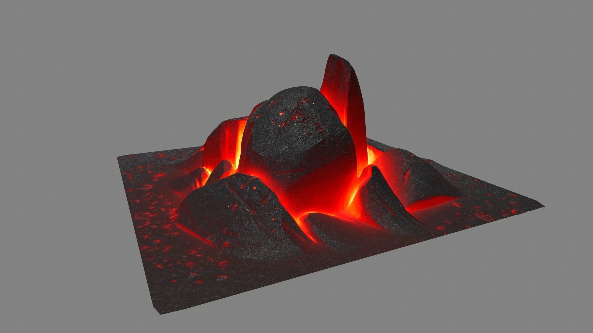 rocks fire burning in square Low-poly 3D model_8