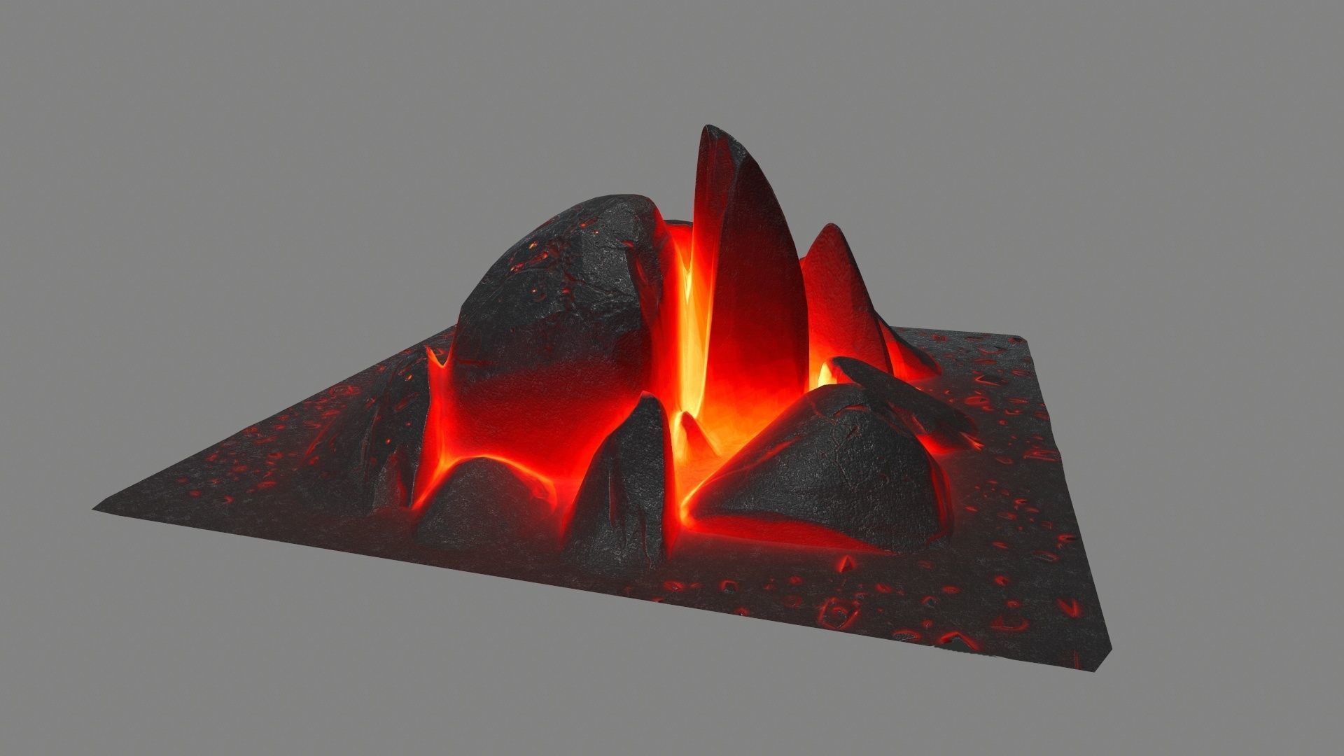 rocks fire burning in square Low-poly 3D model_7