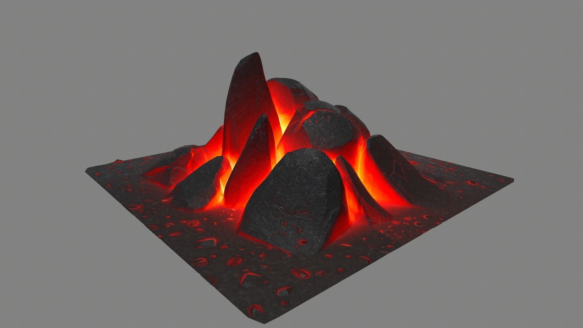 rocks fire burning in square Low-poly 3D model_4