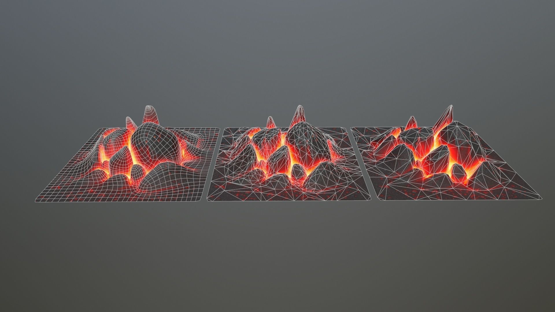 rocks fire burning in square Low-poly 3D model_11