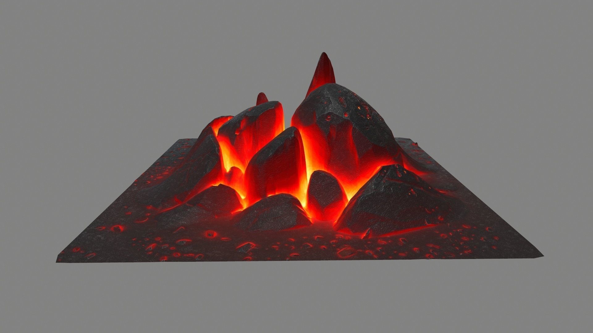 rocks fire burning in square Low-poly 3D model_1