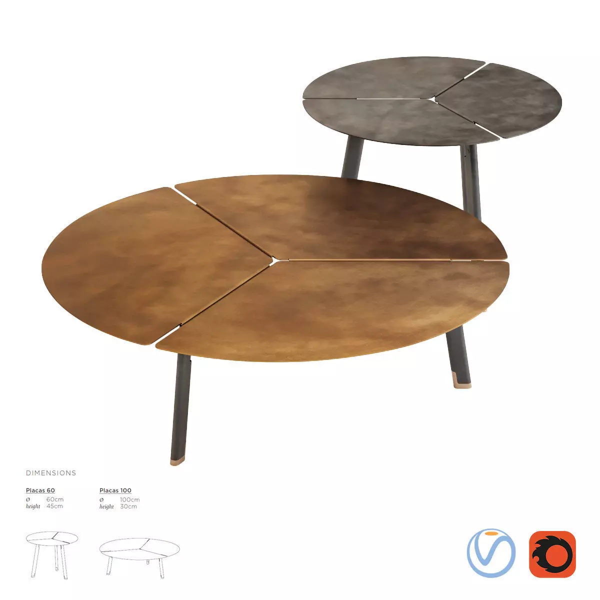 De Castelli Placas Side Table Low-poly 3D model
