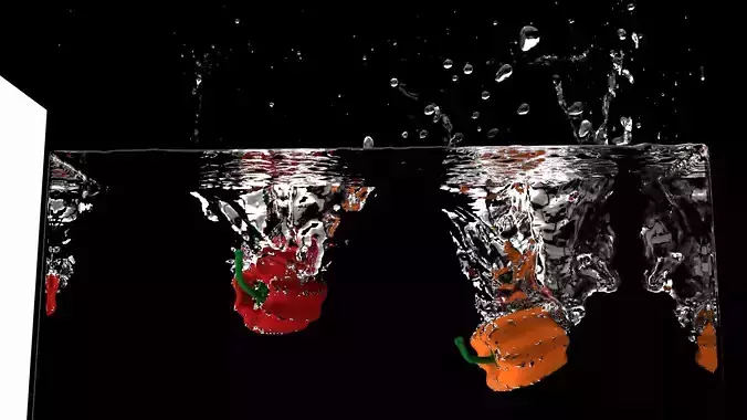 Bell Pepper Splashing into Water
