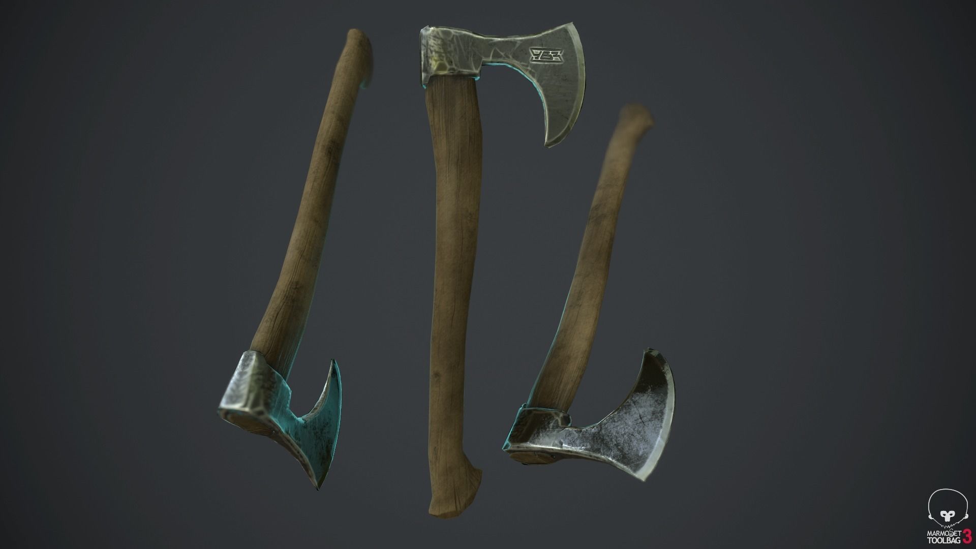 ax with ornament Low-poly 3D model_5