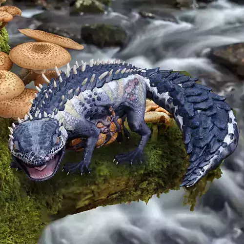 Blue Gecko Monster Low-poly 3D model