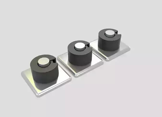 Packman three metal buttons Free 3D print model