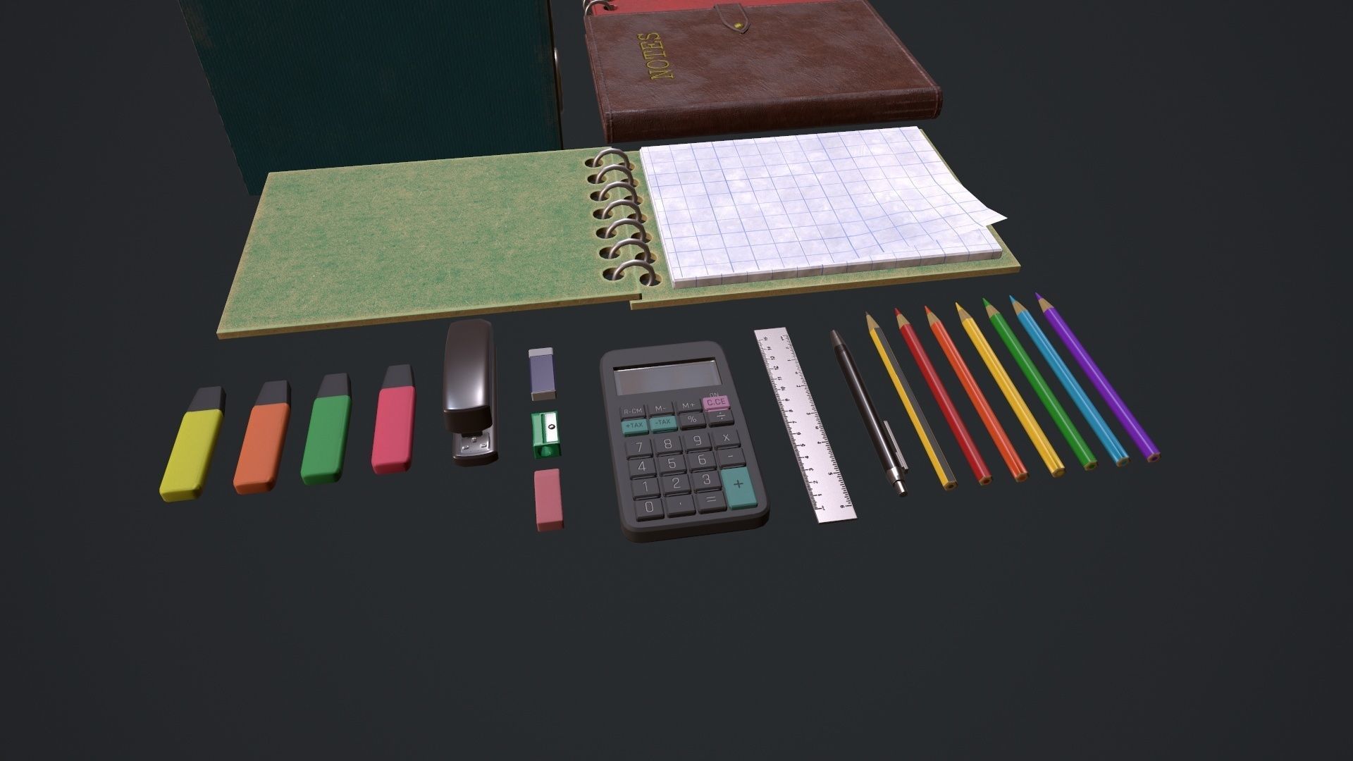 Stationery Pack - Stationery Set  Low-poly 3D model_2