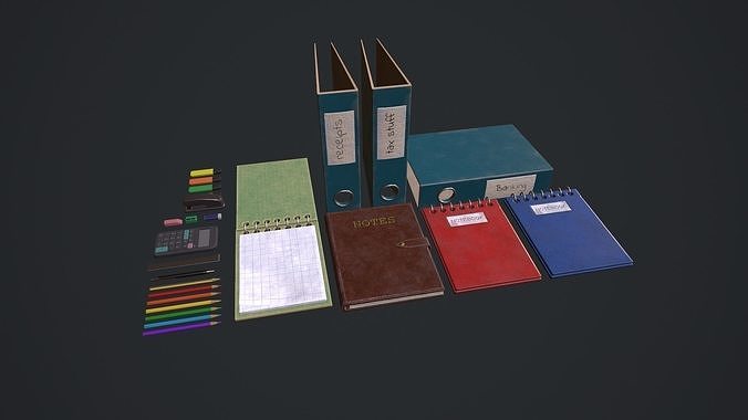 Stationery Pack - Stationery Set  Low-poly 3D model