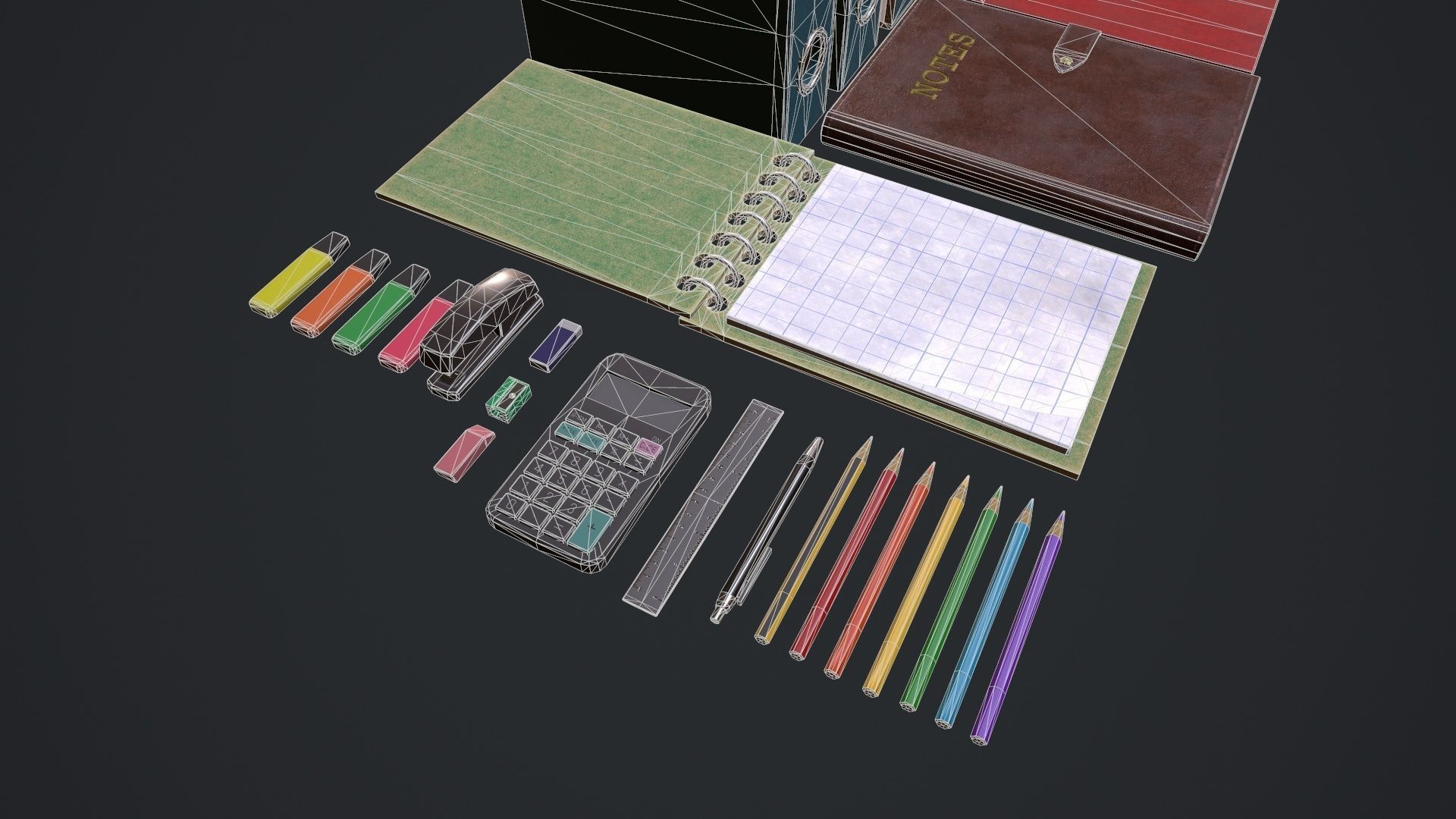 Stationery Pack - Stationery Set  Low-poly 3D model_7