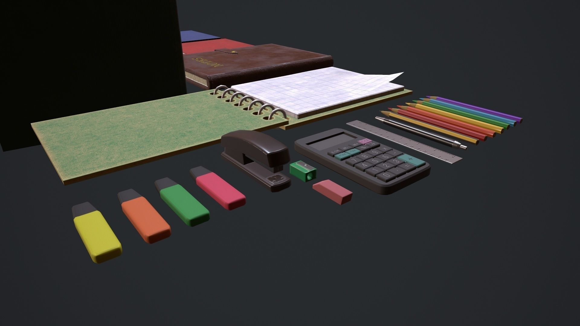 Stationery Pack - Stationery Set  Low-poly 3D model_4