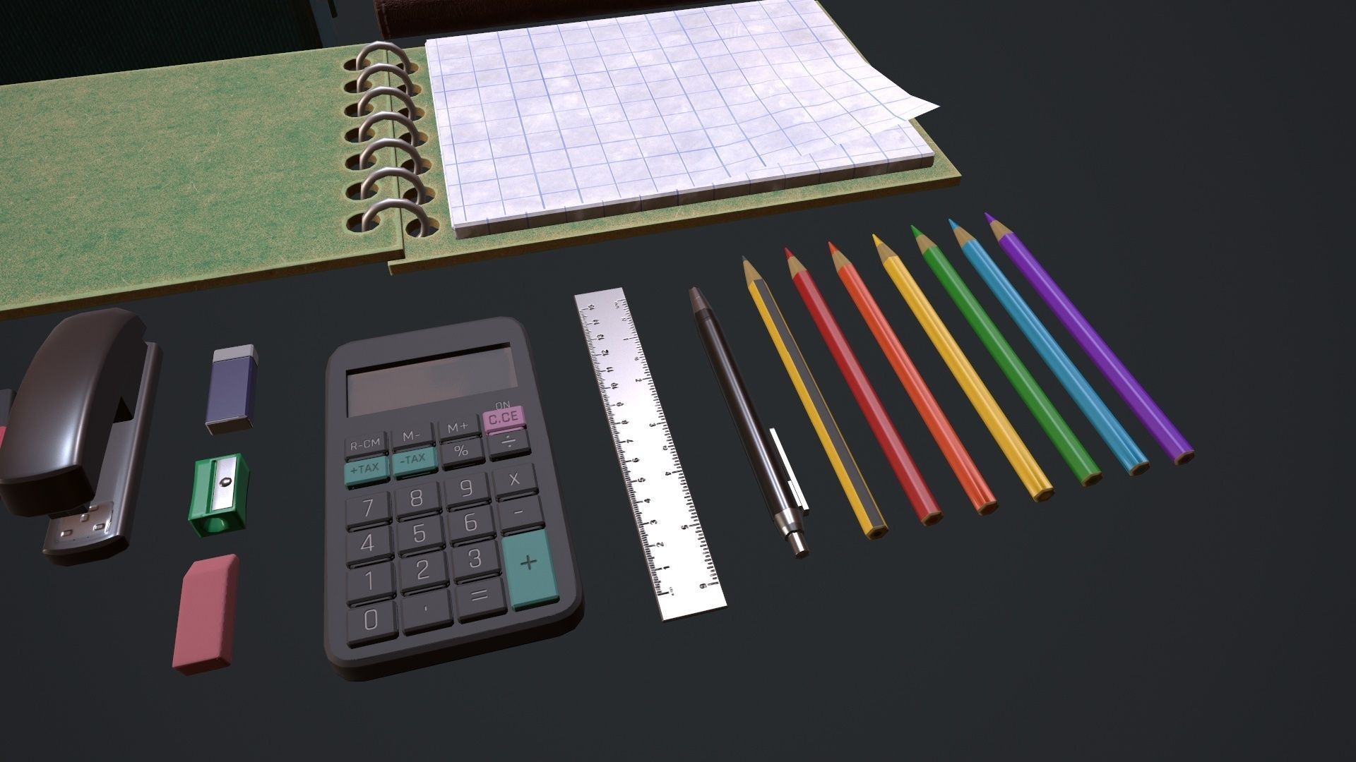 Stationery Pack - Stationery Set  Low-poly 3D model_3