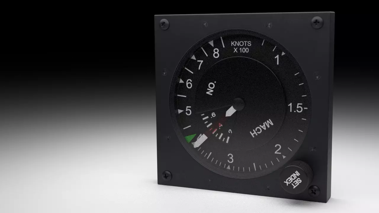 F16 Airspeed Indicator Gauge 3D model_0