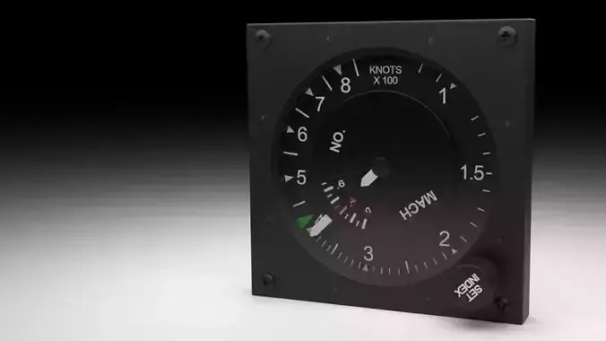 F16 Airspeed Indicator Gauge 3D model