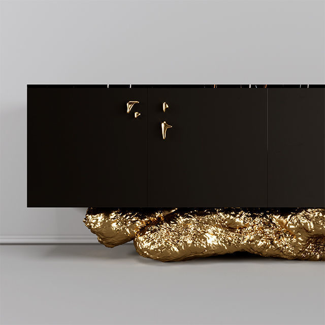 Furniture set gold sideboard 3D model_4