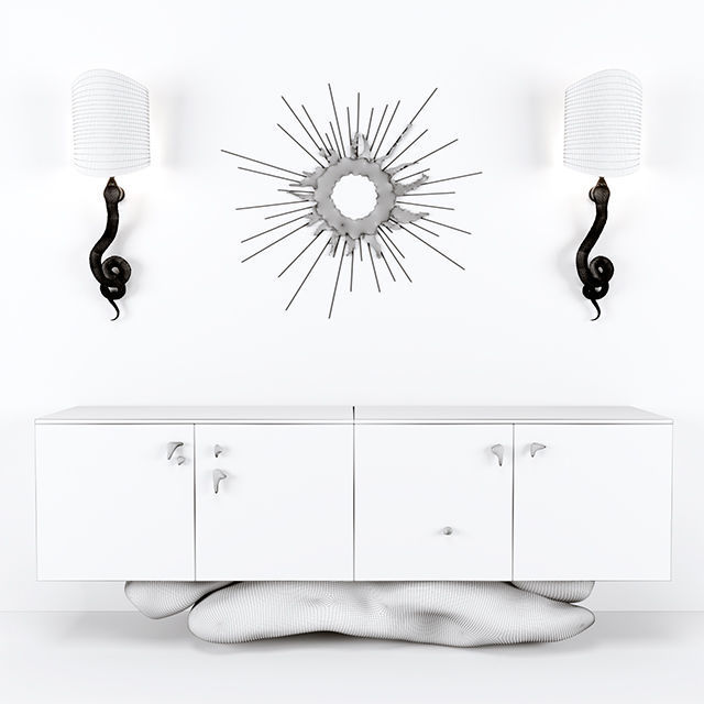 Furniture set gold sideboard 3D model_5