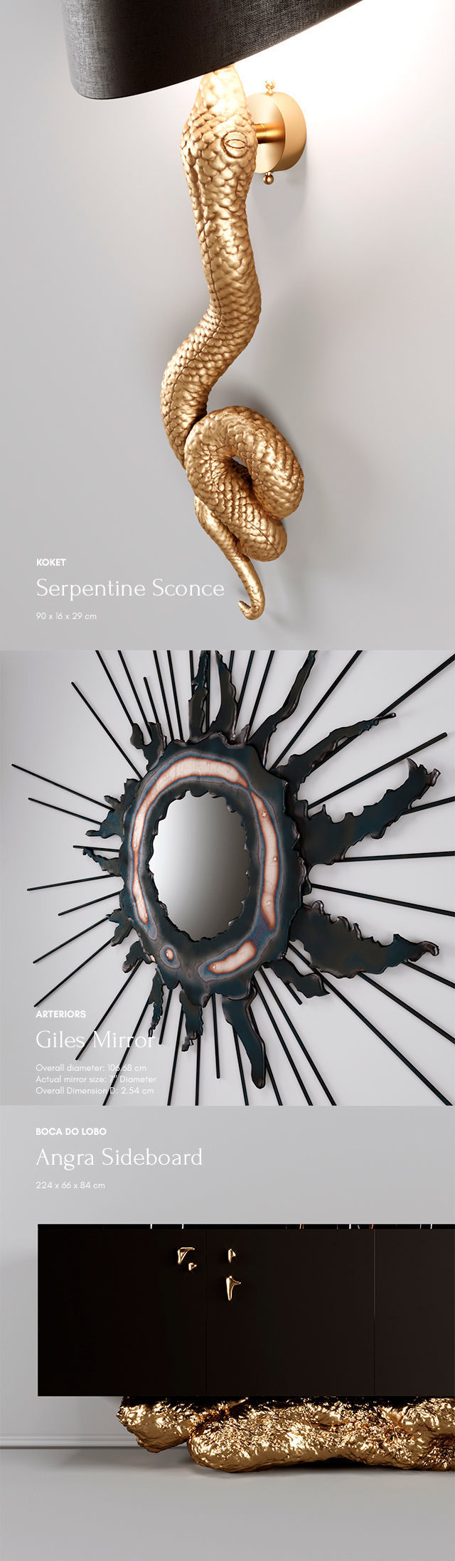 Furniture set gold sideboard 3D model_1