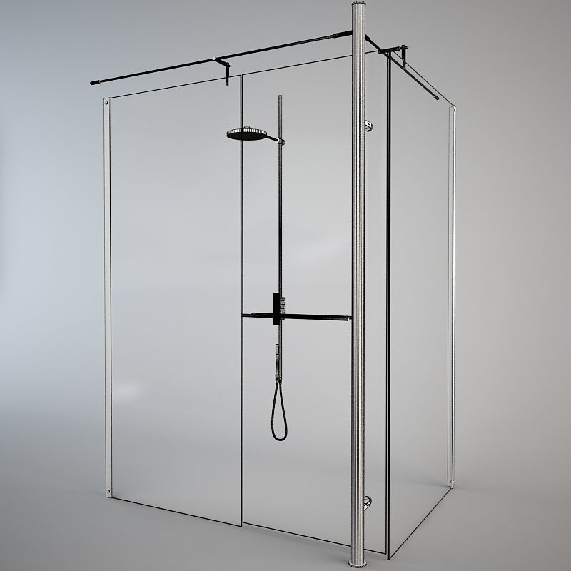 TDA Still Angolo Shower Cabin and Fantini Zen Shower 3D model CGTrader