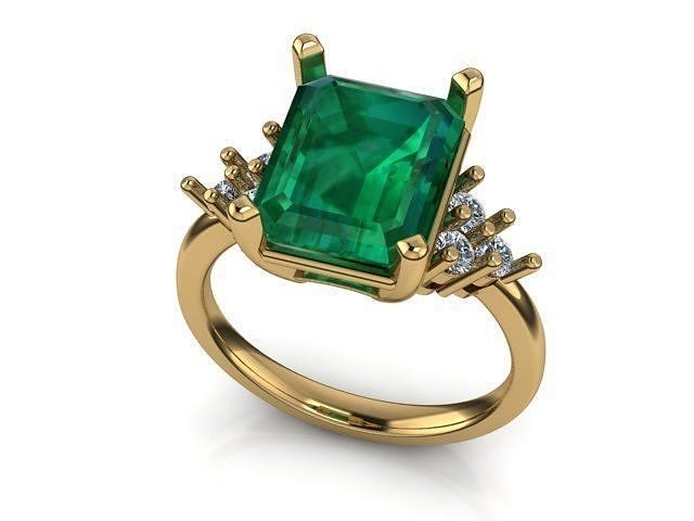 Emerald ring 3D print model