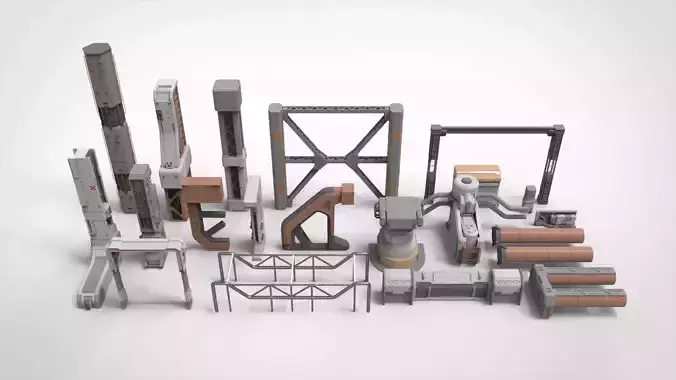 sci-fi Architecture kitbash 6 3D model