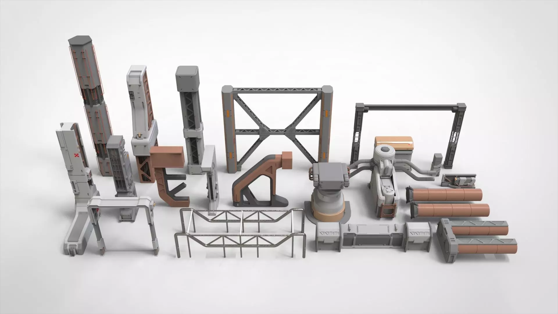 sci-fi Architecture kitbash 6 3D model_0