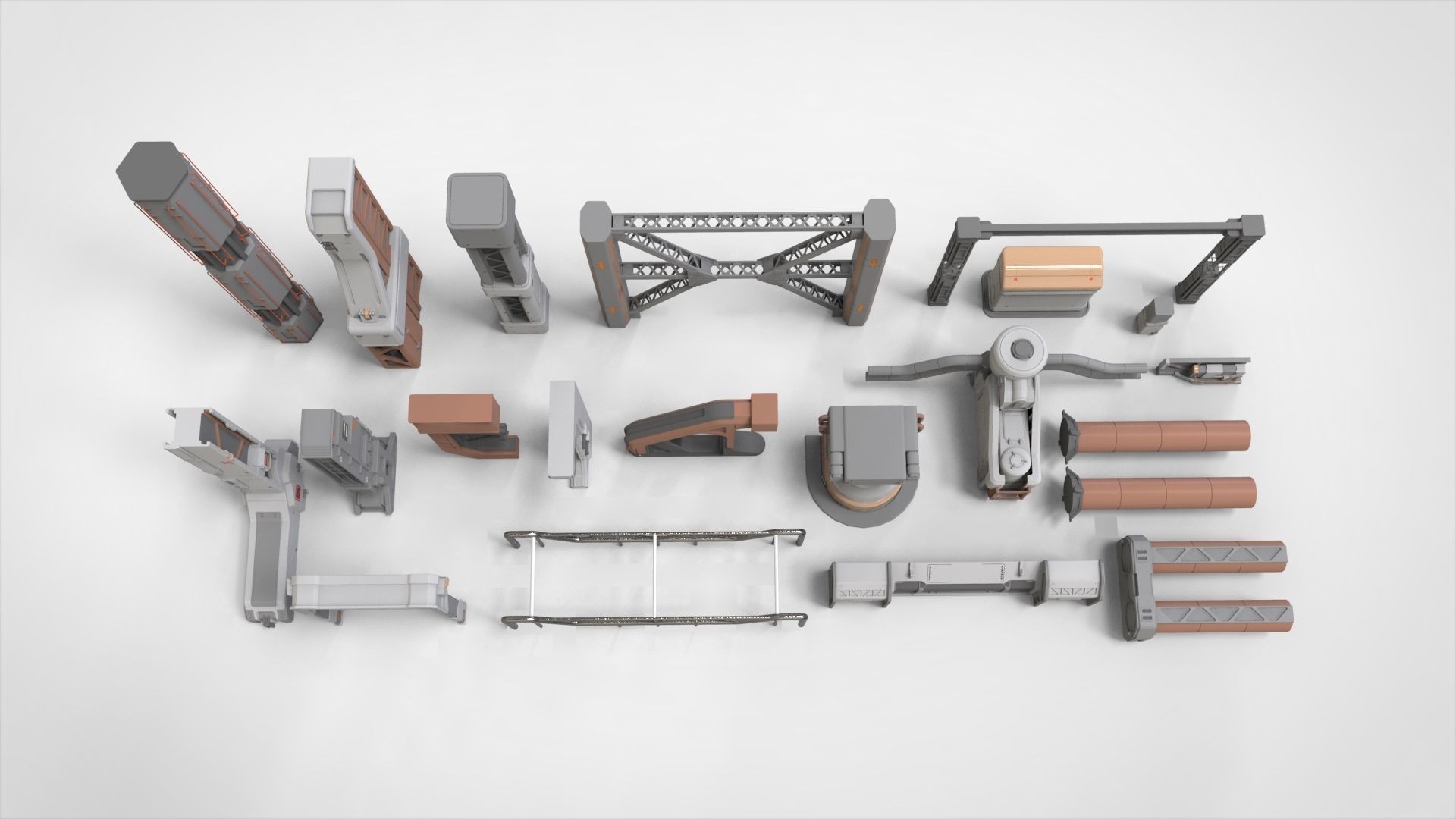 sci-fi Architecture kitbash 6 3D model_2