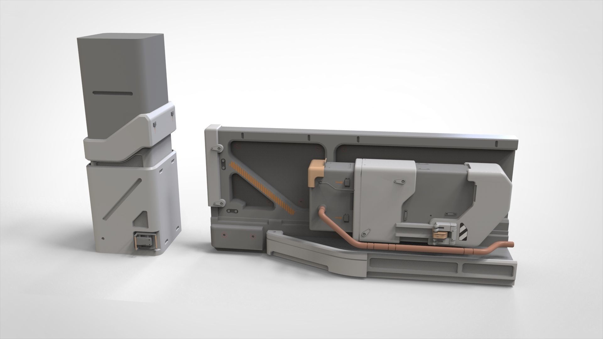 sci-fi Architecture kitbash 6 3D model_7