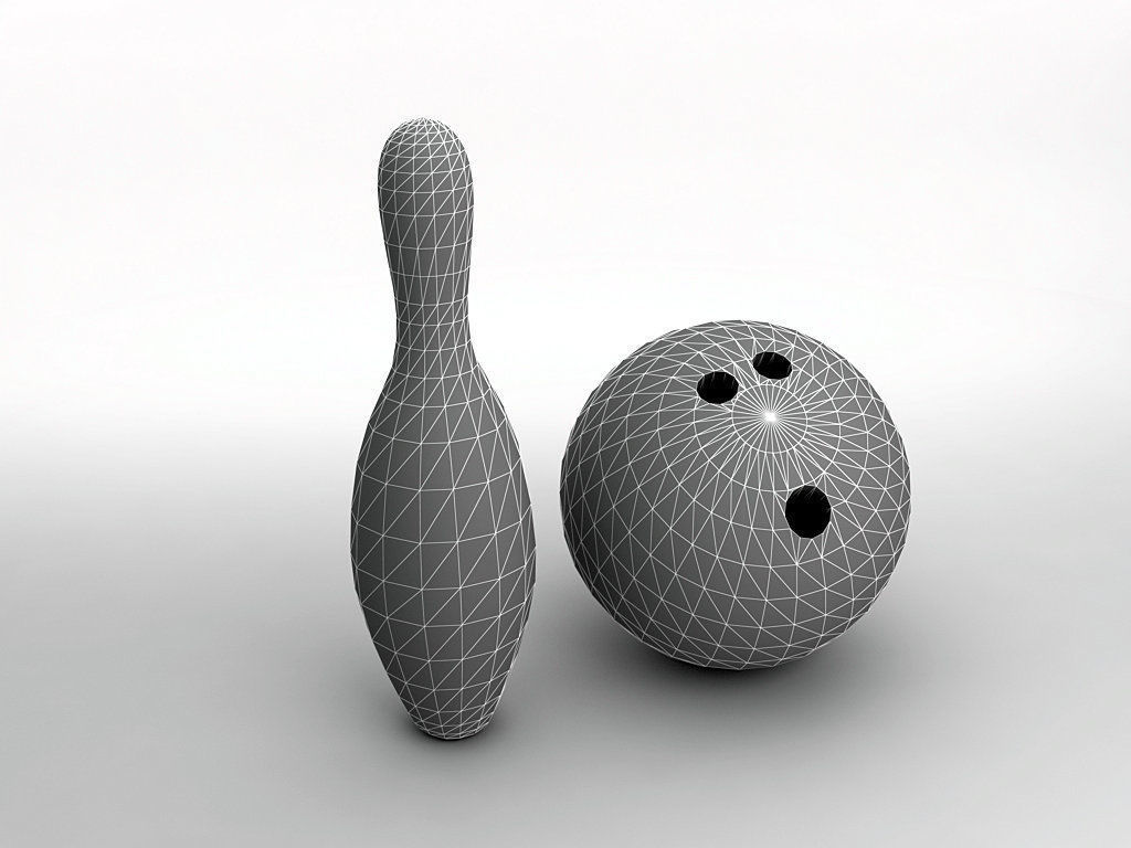 Bowling Ball and Pin Low-poly 3D model_1