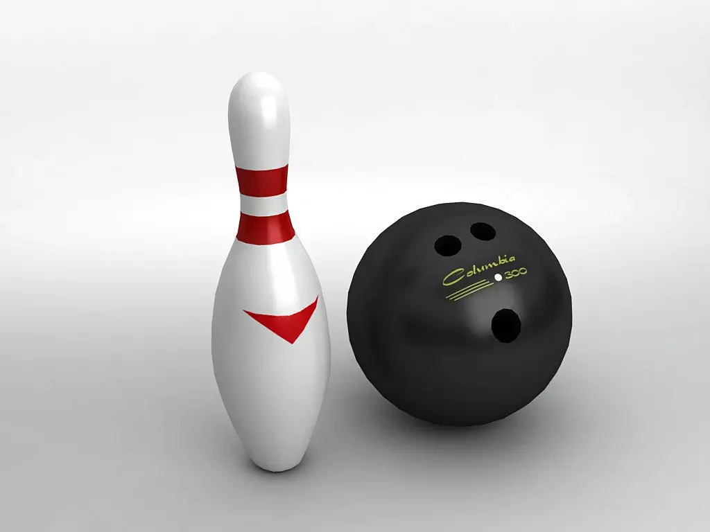 Bowling Ball and Pin Low-poly 3D model_0