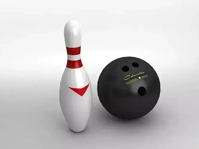 Bowling Ball and Pin Low-poly 3D model