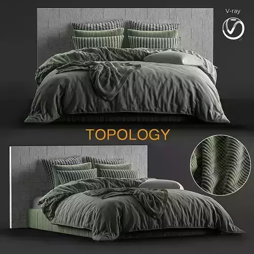 Stone Willow Quilt Cover Set 3d model