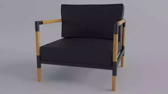 BarraTeakLoungeChair armchair Low-poly 3D model