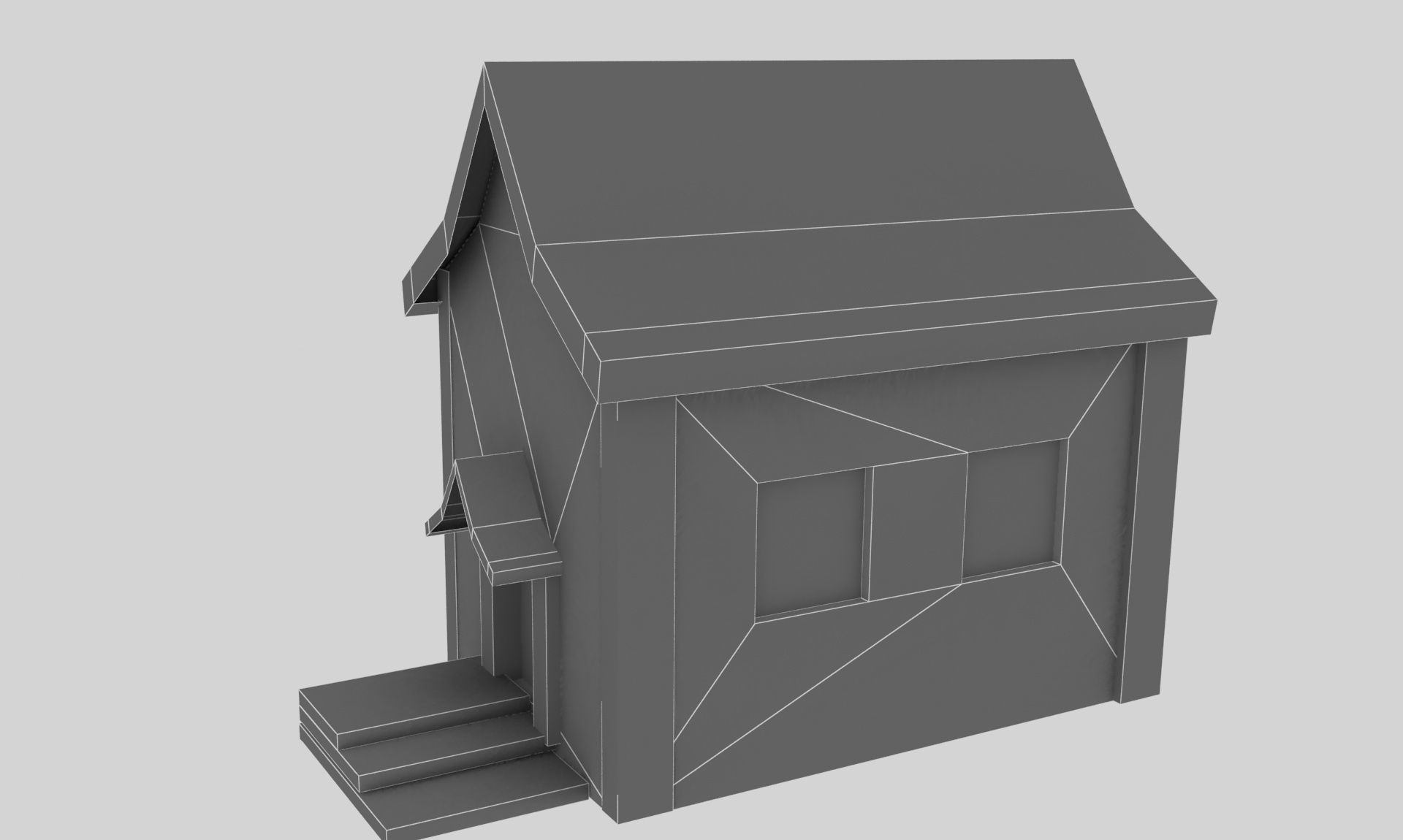 Old Wooden House Low-poly 3D model_8