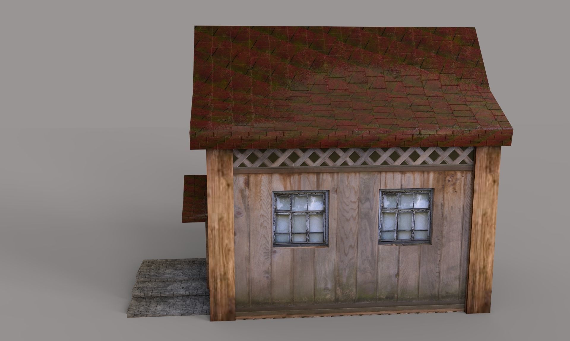 Old Wooden House Low-poly 3D model_5
