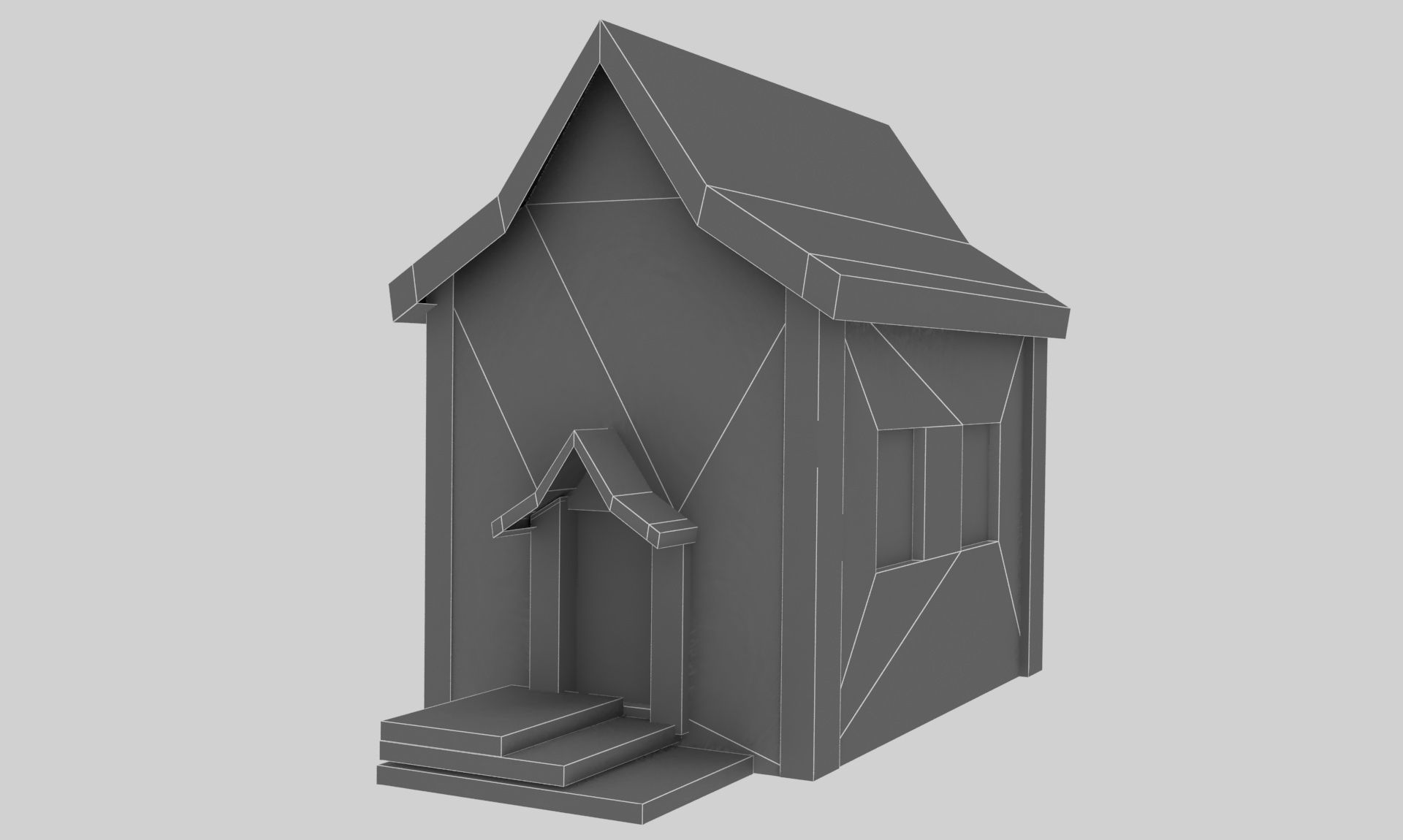 Old Wooden House Low-poly 3D model_7