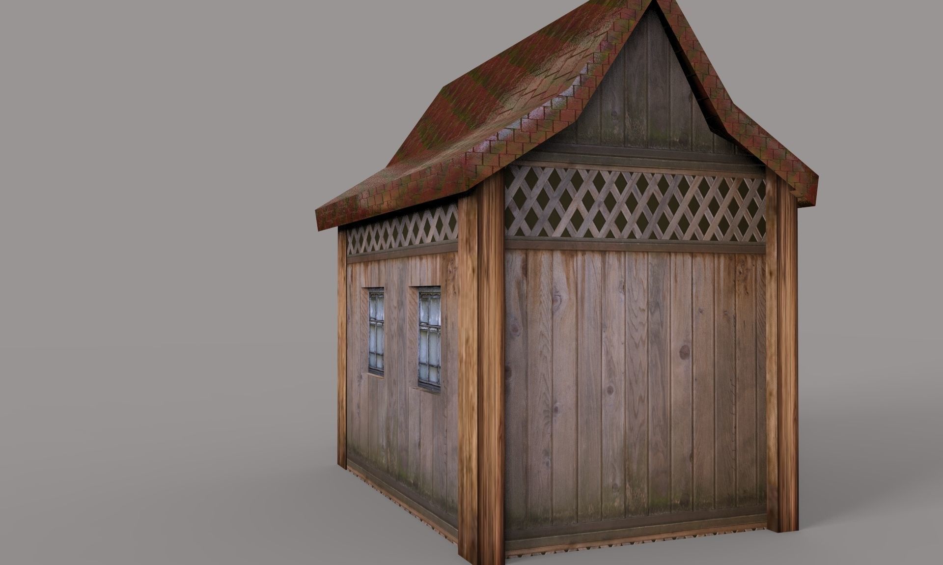 Old Wooden House Low-poly 3D model_4