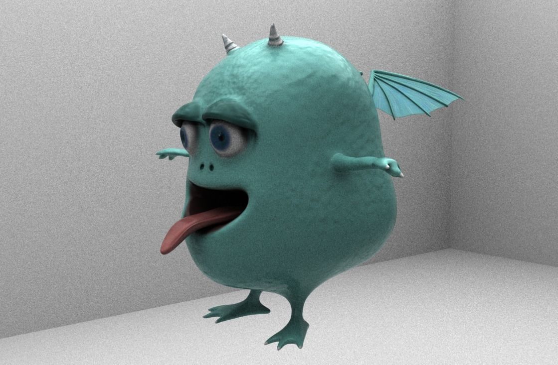 Turquoise monster Low-poly 3D model_2