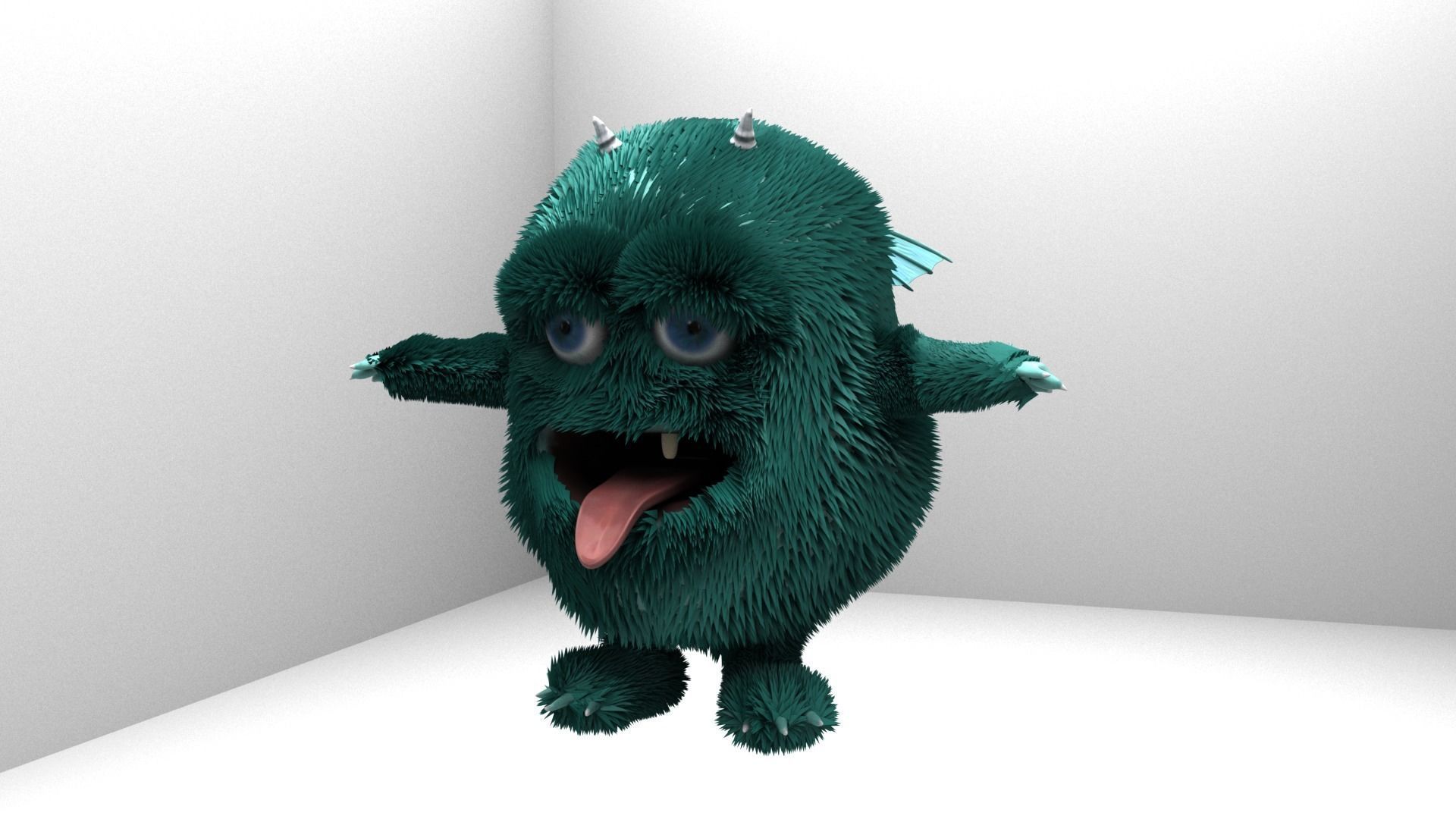Turquoise monster Low-poly 3D model_1