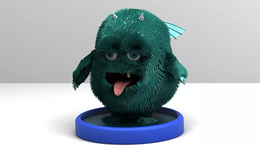 Turquoise monster Low-poly 3D model_0