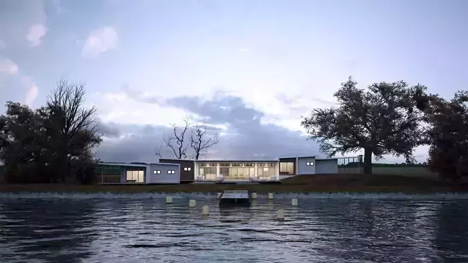Green Residential Villa Revit Model Low-poly 3D model