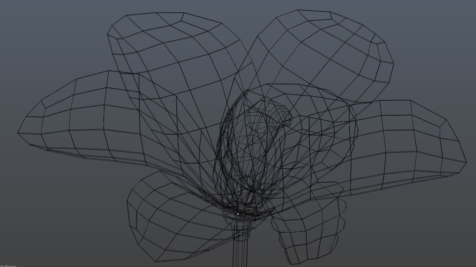 Orchid flower on stem Low-poly 3D model_5