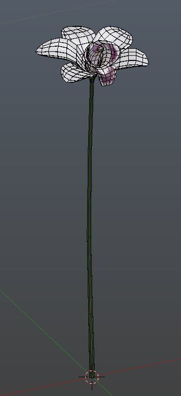 Orchid flower on stem Low-poly 3D model_4