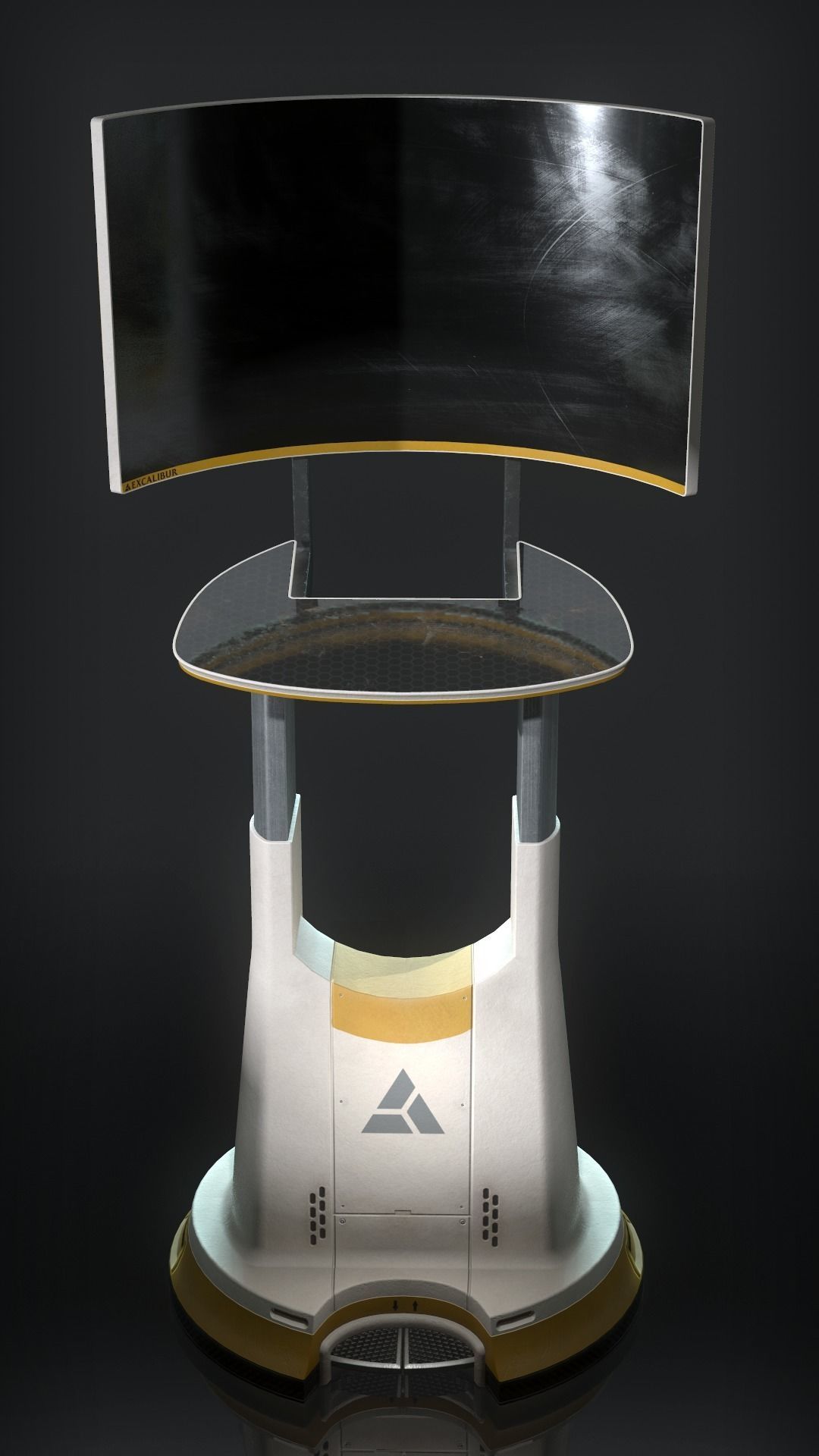 Excalibur standing computer terminal Low-poly 3D model_2