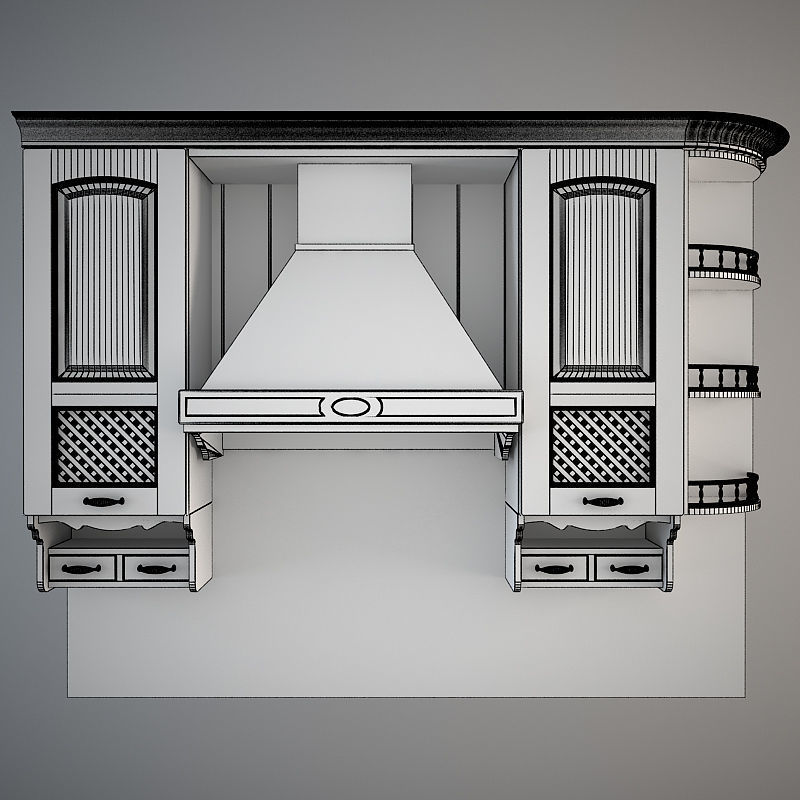 Modular Traditional Kitchen set 3D model_5