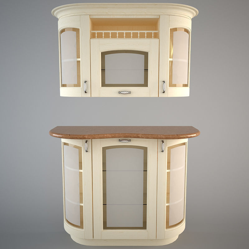 Modular Traditional Kitchen set 3D model_7