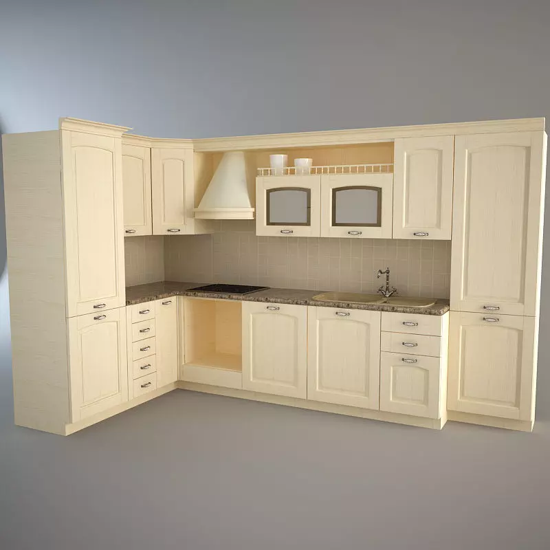 Modular Traditional Kitchen set 3D model_0