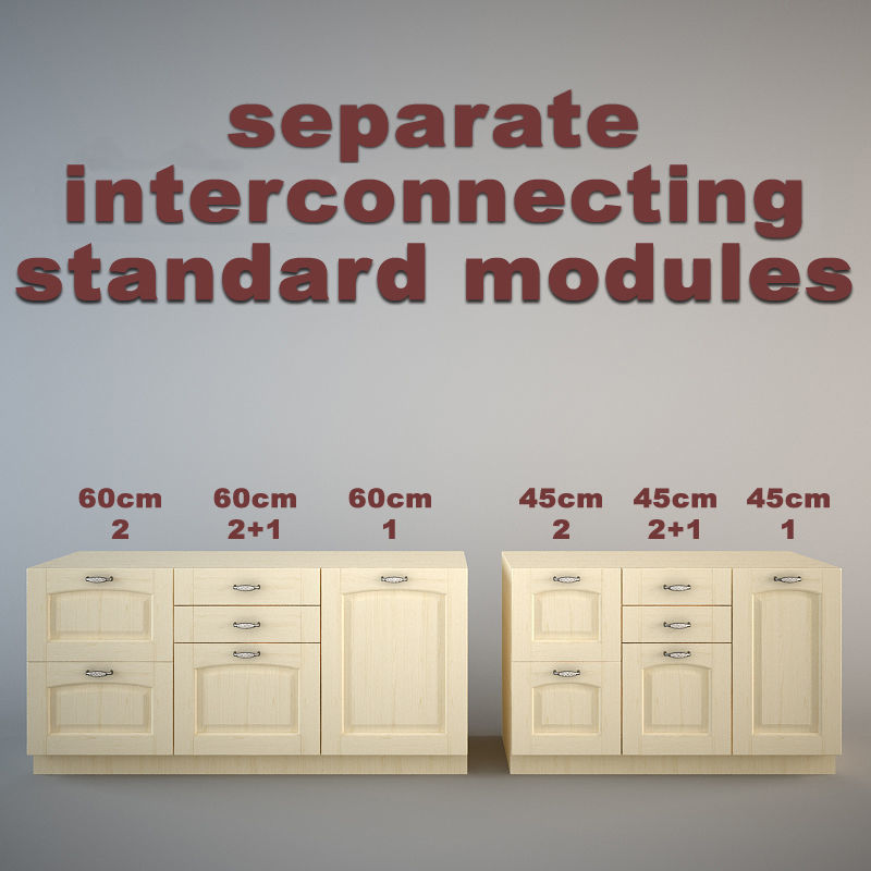 Modular Traditional Kitchen set 3D model_6